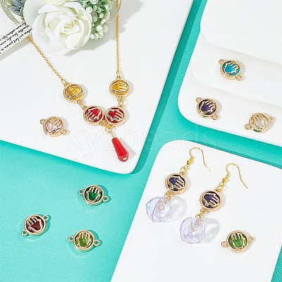 32Pcs 7 colors Glass Connector Charms GLAA-AR0001-29-1