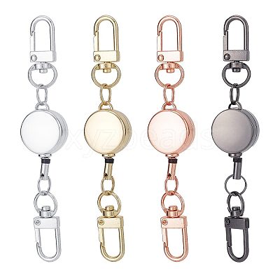 4Pcs 4 Colors Heavy Duty Alloy Retractable Keychain Clasps FIND-SC0004-32-1