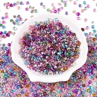 6/0 Baking Paint Transparent Fringe Glass Seed Beads SEED-N006-06-1