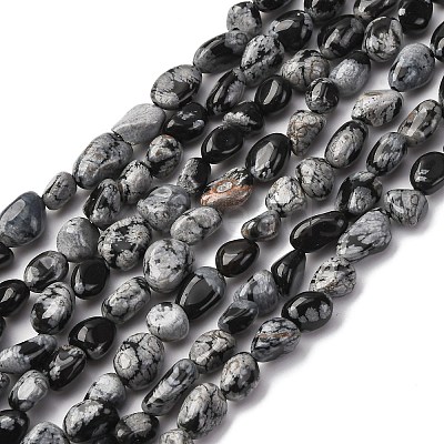 Natural Snowflake Obsidian Beads Strands G-K395-A04-01-1