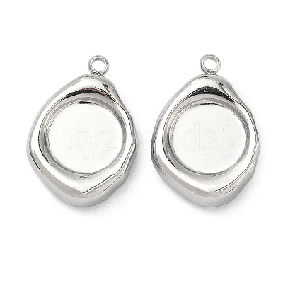304 Stainless Steel Pendant Cabochon Settings STAS-C167-07B-P-1