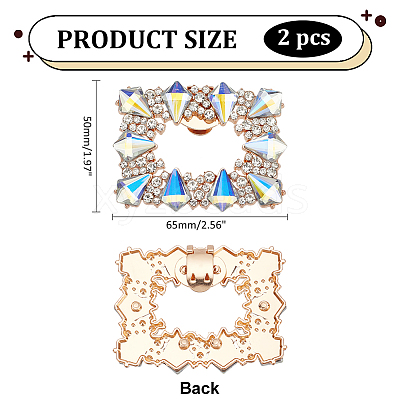 2Pcs Alloy & Glass Shoe Buckle Clips AJEW-WR0002-33-1