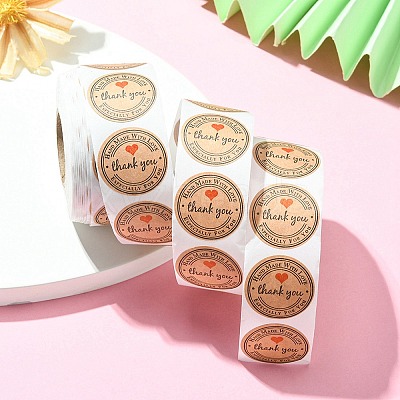 Kraft Paper Thank You Sticker Rolls STIC-YW0001-04-1