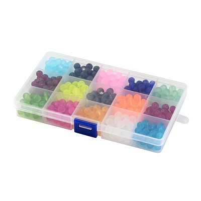 1Box 15 Color Transparent Glass Beads GLAA-X0011-02-4mm-1