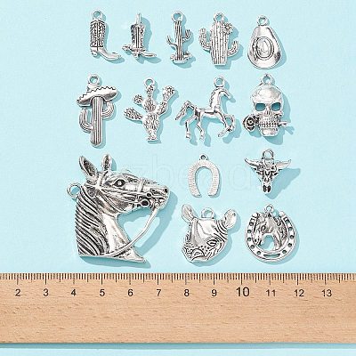 58Pcs 14 Styles Tibetan Style Alloy Pendants TIBE-FS0001-04-1