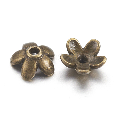 Tibetan Style Zinc Alloy Bead Caps TIBEB-6.5x3-AB-FF-1
