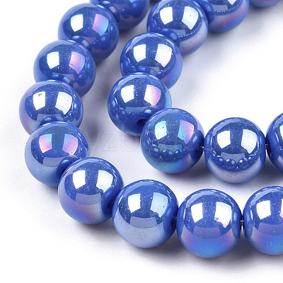 Electroplate Opaque Glass Beads Strands GLAA-T032-P8mm-AB11-1