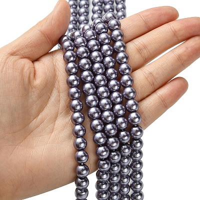 Eco-Friendly Dyed Glass Pearl Round Beads Strands HY-A008-8mm-RB116-1