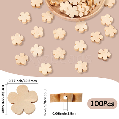 100Pcs Unfinished Maple Wood Beads WOOD-PA0001-66-1