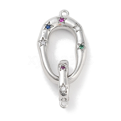Brass Micro Pave Colorful Cubic Zirconia Interlocking Clasps KK-C051-50P-1