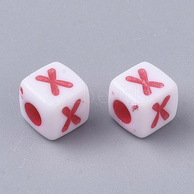 White Opaque Acrylic Beads MACR-R869-01X-1