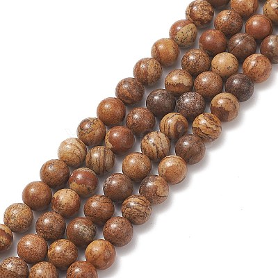 Natural Picture Jasper Round Bead Strands G-G-P070-55-8mm-1