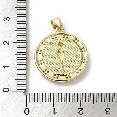 Brass Pave Shell Pendants KK-I708-16M-G-1