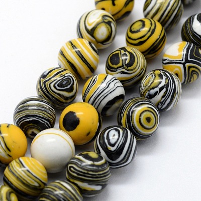 Synthetic Malachite Beads Strands G-I199-32-10mm-B-1