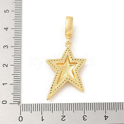 Brass Micro Pave Clear Cubic Zirconia Star European Dangle Charms KK-U044-09G-1