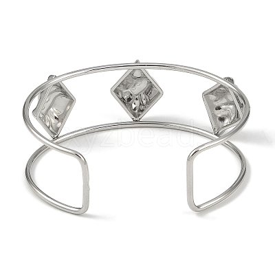 Non-Tarnish 304 Stainless Steel Wide Textured Open Cuff Bangles BJEW-Q348-05P-05-1