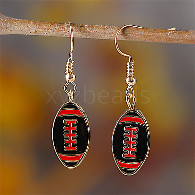 Rugby Zinc Alloy Enamel Pendant Necklaces & Dangle Earrings Sets FS-WGFCE0C-03-1