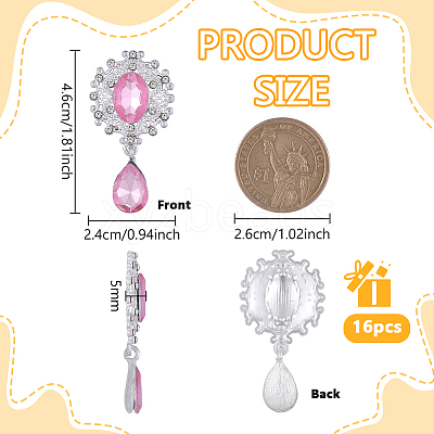 16Pcs Alloy Rhinestone Cabochons ALRI-FG0001-05D-1