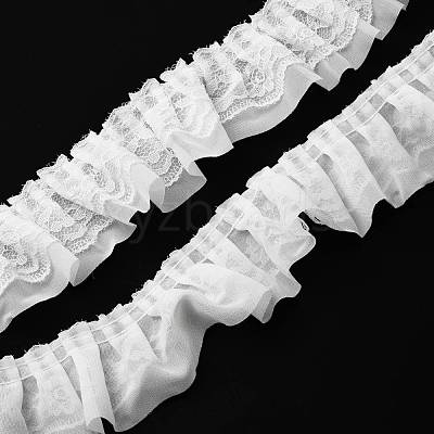 Double-Layer Pleated Polyester Chiffon Lace Trim OCOR-WH0047-19A-1