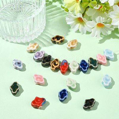 20Pcs 10 Colors Handmade Porcelain Beads PORC-FS0001-44-1