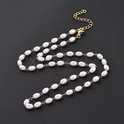 PVD Vacuum Plating 304 Stainless Steel Beaded Necklaces NJEW-E064-05G-1