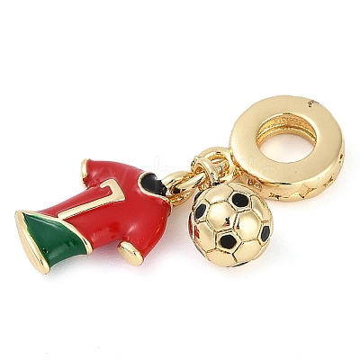 Rack Plating Brass Enamel European Dangle Charms KK-P287-13G-1