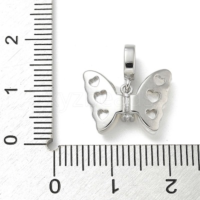 Brass Pave White Shell Butterfly European Dangle Charms KK-M308-13P-1