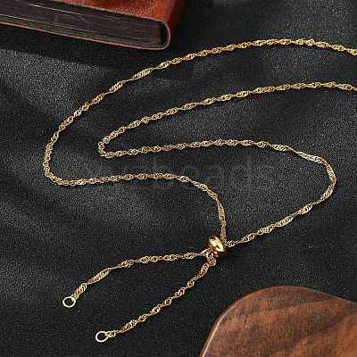 304 Stainless Steel Singapore Chain Necklace Making AJEW-JB01334-01-1