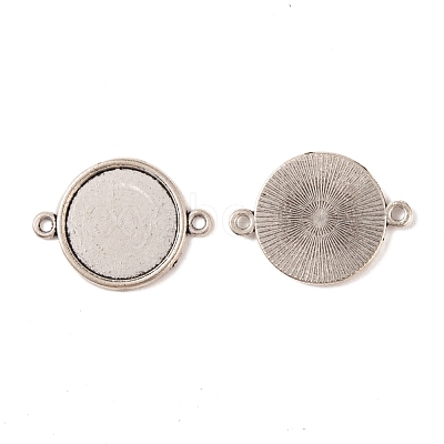 Tibetan Style Alloy Flat Round Cabochon Connector Settings X-TIBE-M022-09AS-1