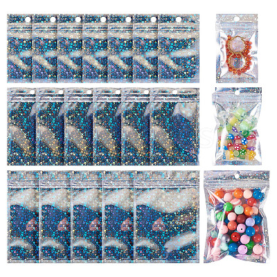 60Pcs 3 Styles Laser Plastic Resealable Bags ABAG-TA0001-56A-1