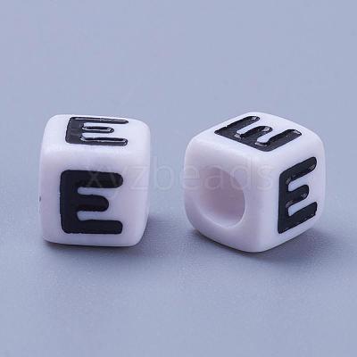 Acrylic Horizontal Hole Letter Beads PL37C9129-E-1