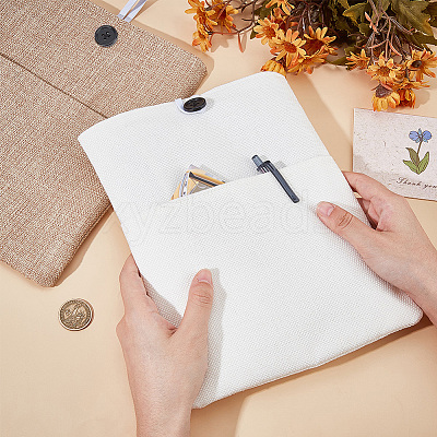 2Pcs 2 Colors Cotton & Linen Book Sleeve with Button & Front Pocket ABAG-CP0001-12-1