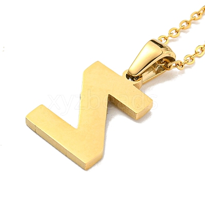 Ion Plating(IP) Initial Letter 304 Stainless Steel Pendant Necklaces NJEW-M199-01G-Z-1