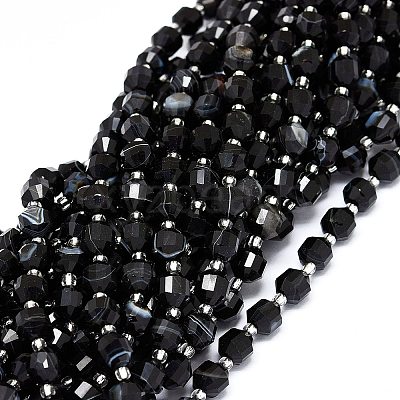 Natural Black Onyx Beads Strands G-O201B-52A-1