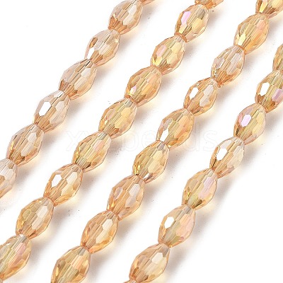 Transparent Electroplate Glass Beads Strands EGLA-A037-T6x8mm-B05-1
