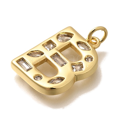 Brass Micro Pave Clear Cubic Zirconia Pendants KK-G521-01G-B-1