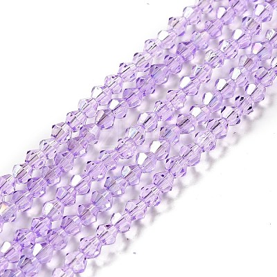 Transparent Electroplate Glass Beads Strands EGLA-S056-4mm-23-1