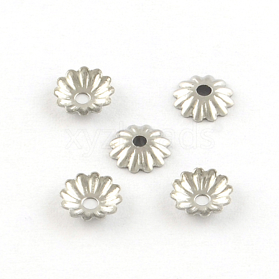 Tarnish Resistant Flower 304 Stainless Steel Bead Caps STAS-R083-15-1