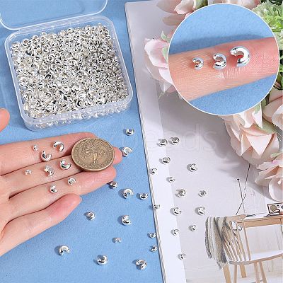 600Pcs 3 Styles Brass Crimp Beads Covers KK-SP0001-91A-1