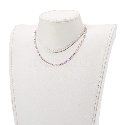 Round Transparent Inside Colours Glass Seed Beaded Necklaces NJEW-JN03362-03-1
