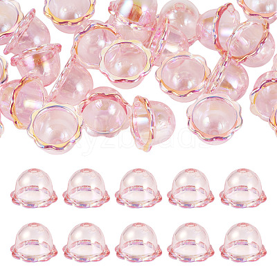 30Pcs UV Plating Acrylic Bead Caps PACR-TA0001-20C-1