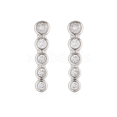 Brass Clear Cubic Zirconia Stud Earrings WGA7D61-02-1