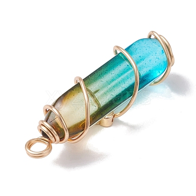 Glass Brass Pendants PALLOY-JF02563-1