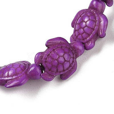 Synthetic Turquoise Tortoise Beaded Stretch Bracelet for Women BJEW-WH0018-16C-1