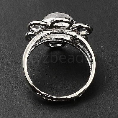 Natural Quartz Crystal Adjustable Rings RJEW-P043-01P-19-1