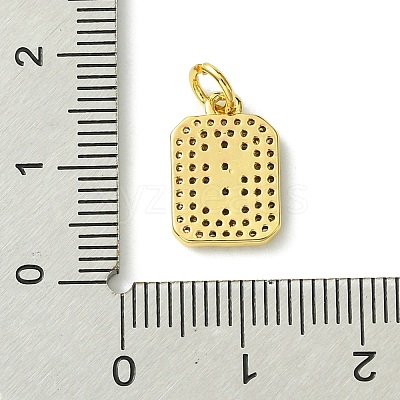 Rack Plating Brass Micro Pave Clear Cubic Zirconia Charms KK-G501-01S-G-1