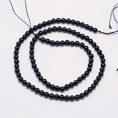 Natural Black Tourmaline Round Bead Strands G-I160-01-6mm-1