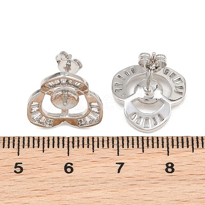 Brass Micro Pave Cubic Zirconia Stud Earring Finding CU-CBAA5EE-01P-1