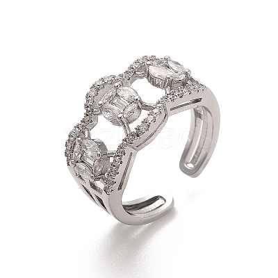 Brass Micro Pave Cubic Zirconia Open Cuff Rings RJEW-R146-16B-P-1