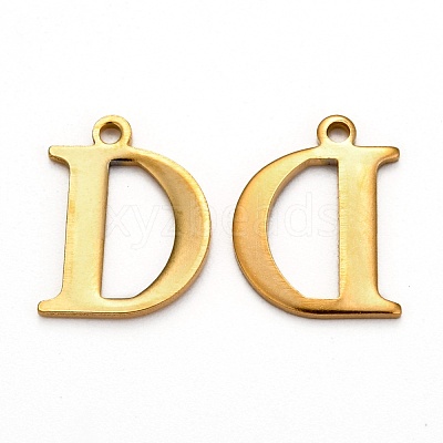 Ion Plating(IP) 304 Stainless Steel Alphabet Charms STAS-H122-D-G-1